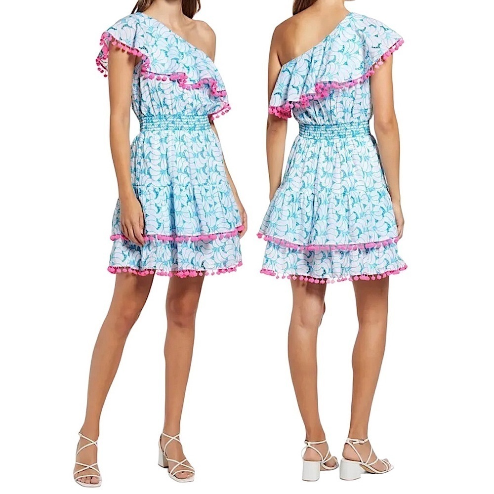Lilly Pulitzer womens Addilyn fit & flare dress size M blue tropical swirl